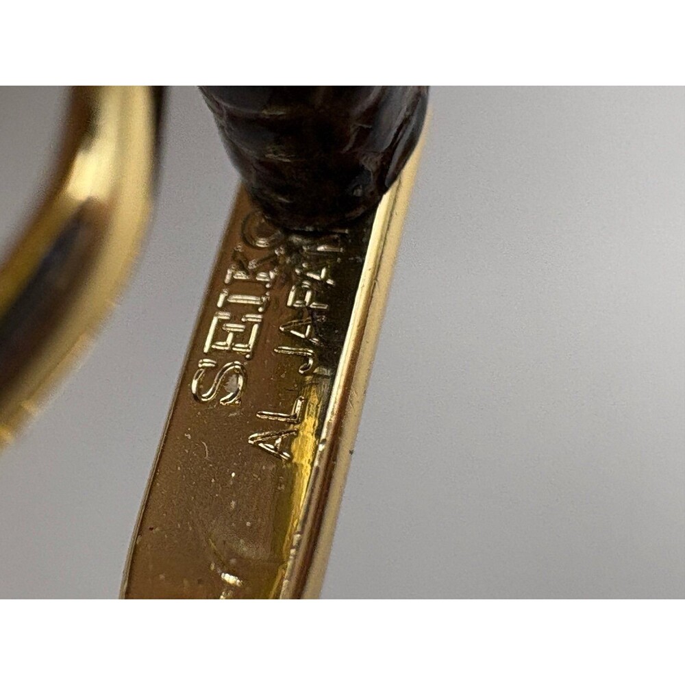 Vintage OEM Seiko Brown Lizard-Grain Leather Watch Strap 13mm Gold-Tone Buckle - Picture 5 of 6